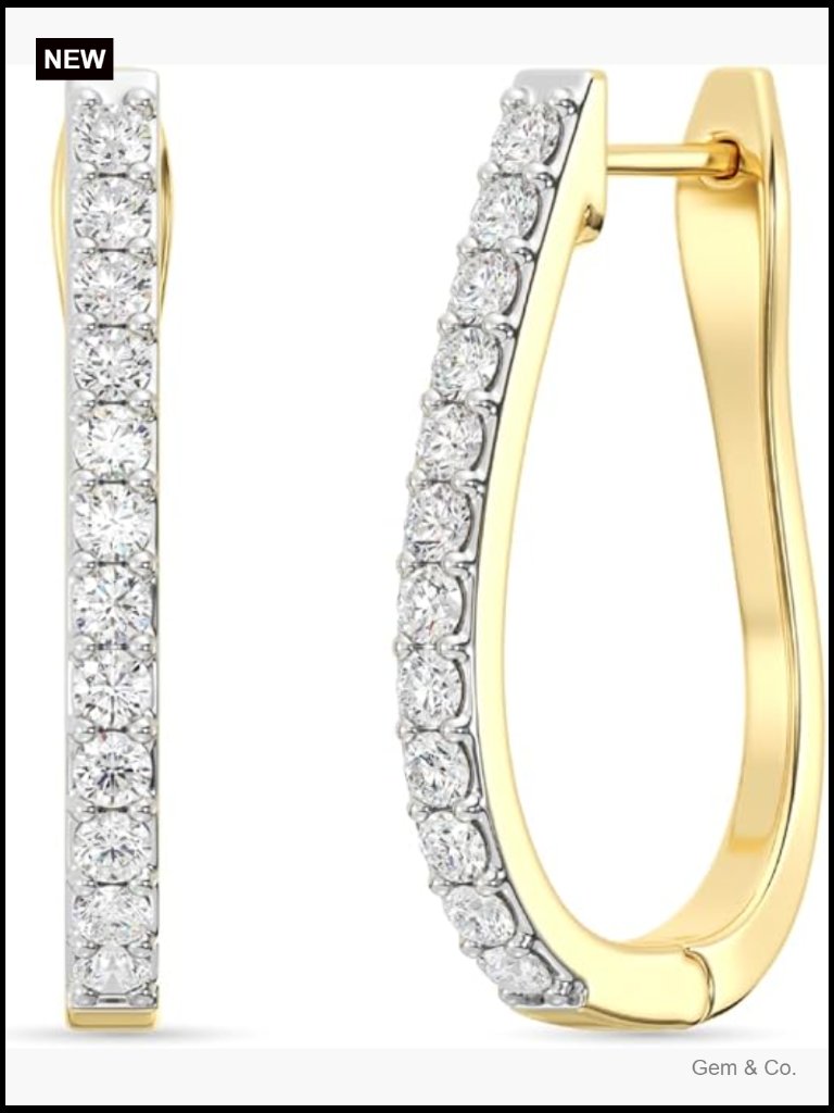 Lab-Grown Diamond Prong Set Hoop Earrings Sterling Silver 14kt Gold Plated